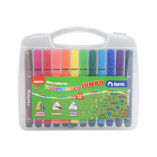 PLUMONES JUMBO TRIANGULARES 12 COL TORRE