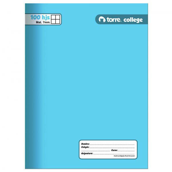 CUAD. COLLEGE TORRE LISO MAT. 7MM. 100 H