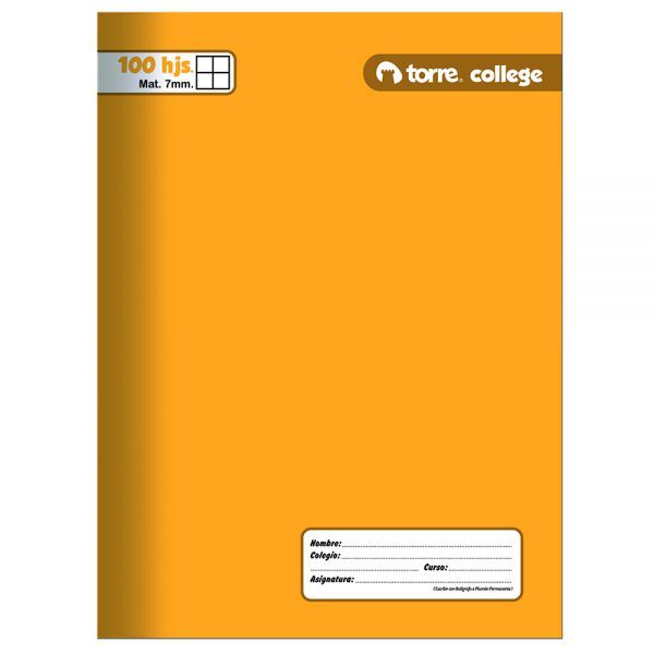 CUAD. COLLEGE TORRE LISO MAT. 7MM. 100 H