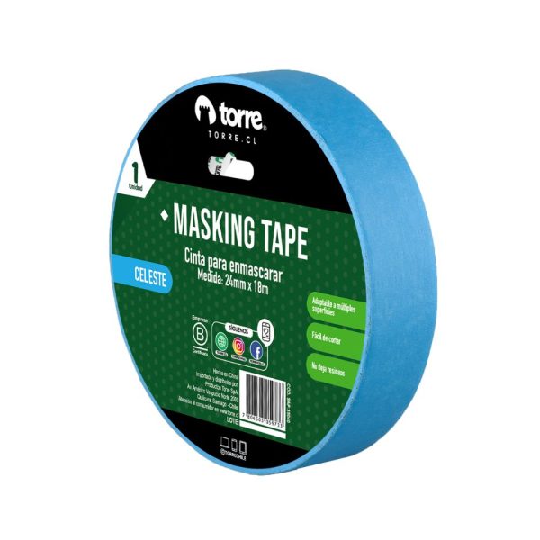 Cinta Masking Color Celeste 24mm x 18mt