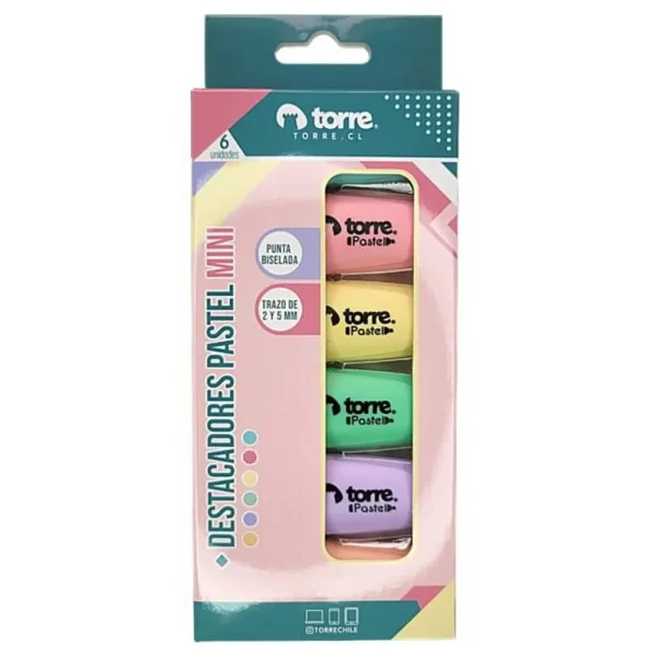 BL.DESTACADORES PASTEL MINI 6 COL TORRE