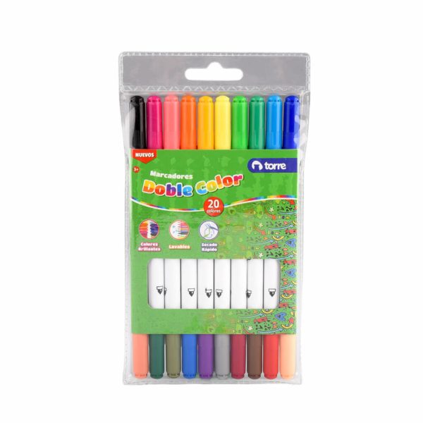 PLUMONES DOBLECOLOR 20 COLORES TORRE