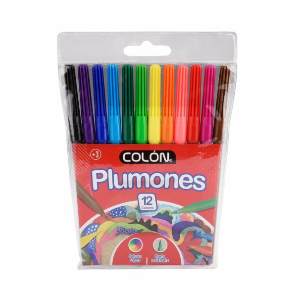 PLUMONES DIBUJO 12 COLORES COLÓN