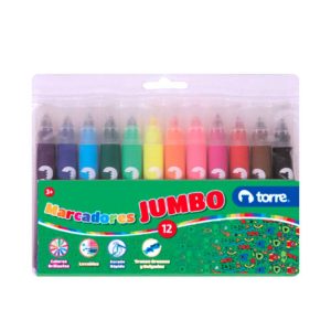 PLUMONES DIBUJO JUMBO 12 COLORES TORRE