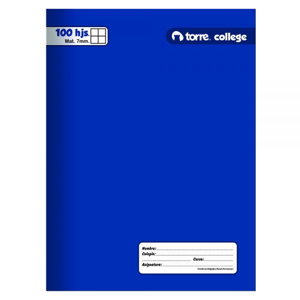 CUAD. COLLEGE TORRE LISO MAT. 7MM. 100 H