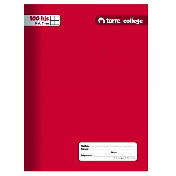 CUAD. COLLEGE TORRE LISO MAT. 7MM. 100 H