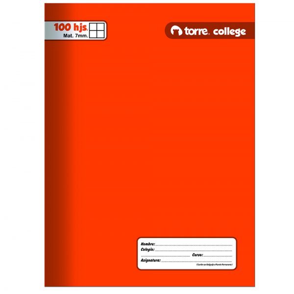 CUAD. COLLEGE TORRE LISO MAT. 7MM. 100 H